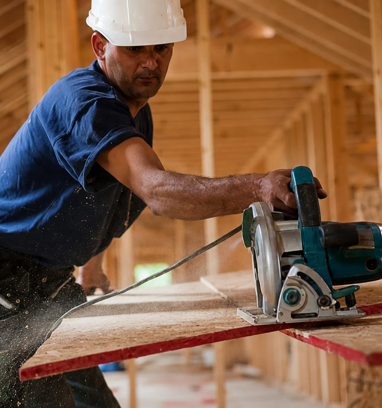 Home Wow Pro construction professional cutting wood for residential and commercial building projects in Los Angeles